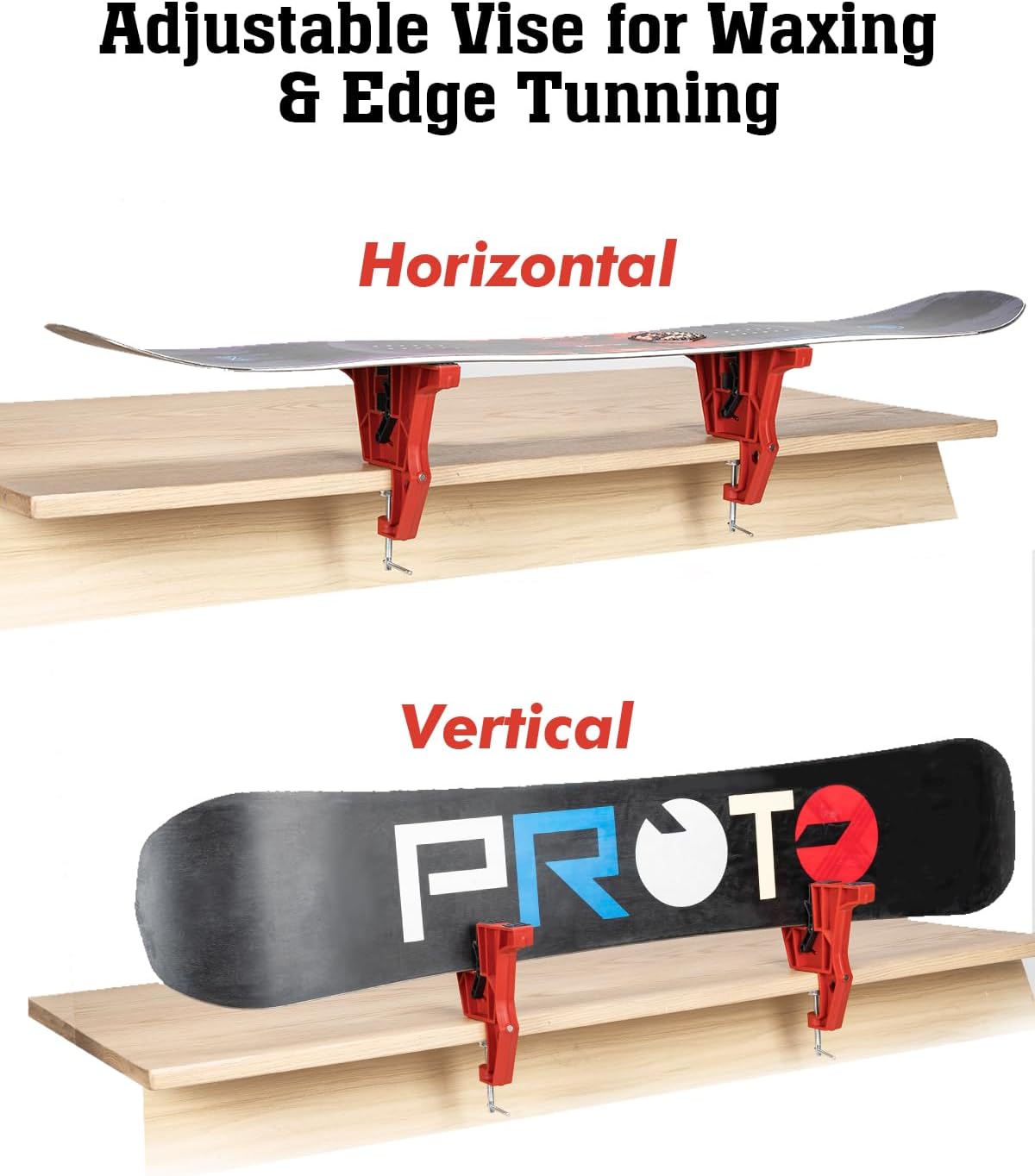 Ski and Snowboard Vises for Tuning, Non-Slip Ski Clamp with Rubber Pads, Snowboard Vice Grips and Horizontal and Vertical Working Positions, Stable Snowboard Ski Tuning Vise, Repair and Waxing - Image 3