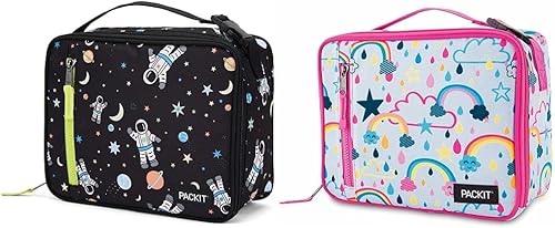 Miniatura 1 de PackIt Lonchera clásica congelable, Spaceman, fabricada con tecnología EcoFreeze plegable, reutilizable, cierre de cremallera y lonchera clásica