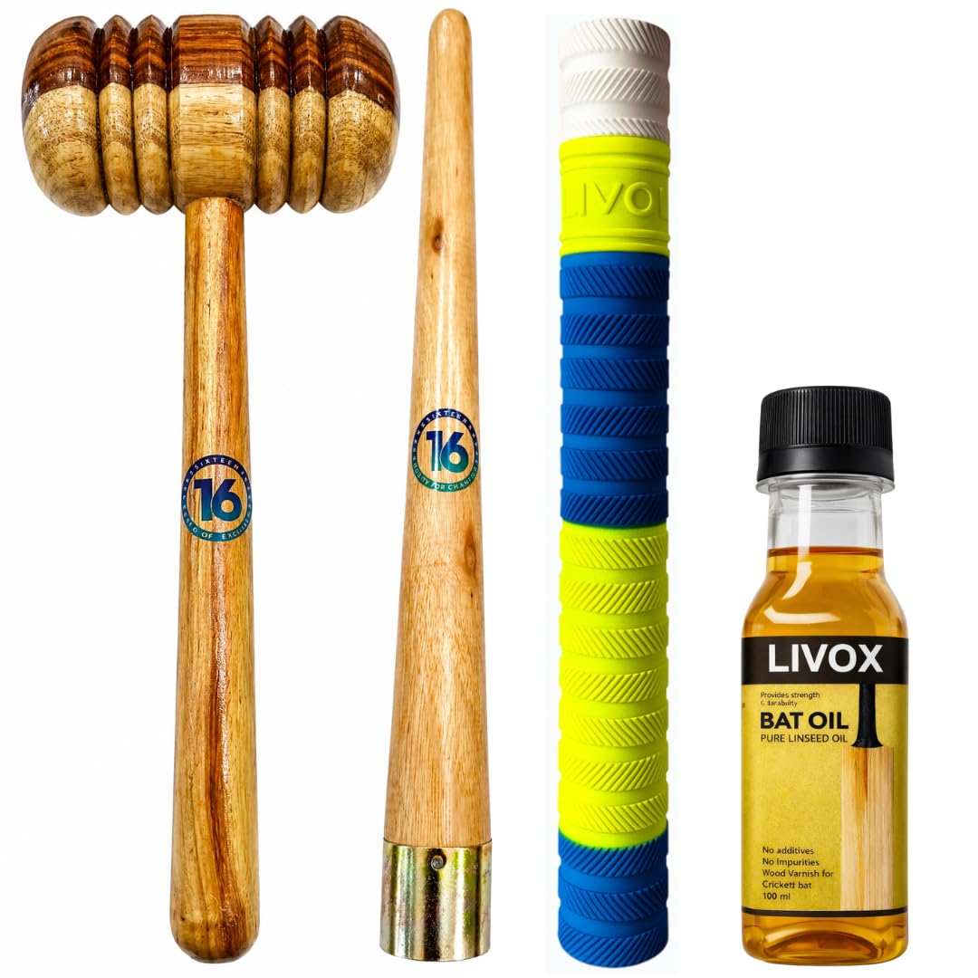 Cricket Bat Care Kit Combo | Knocking Hammer (Wooden Mallet) + Grip Cone Tool + Bat Grip + Linseed Bat Oil 100ml-image-9