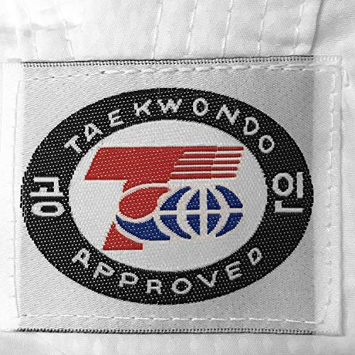 AAMA Taekwondo Fighter II Ultralight 100% Polyester Uniform - White V-Neck - 170 (4)