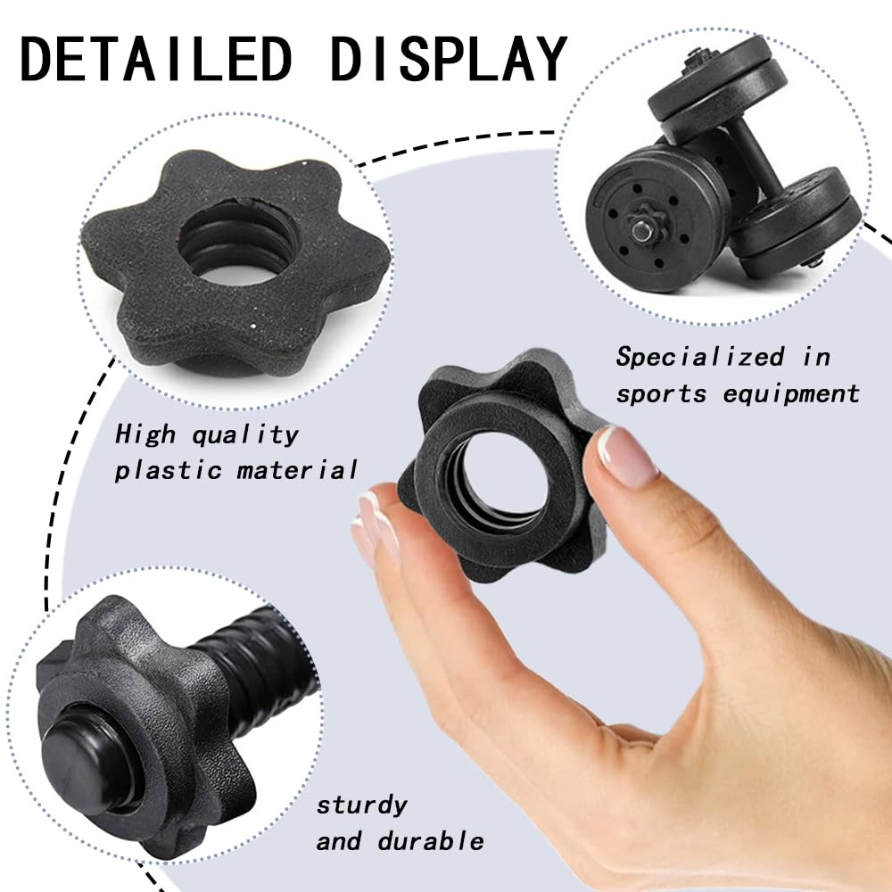 4 Pezzi Chiusure a Stella, Antiscivolo Sollevamento Pesi Fissi Manubri Dado Esagonale Chiusure per Bilanciere 25 mm Barra Bilanciere Esagonale Dadi Spin Lock Collari per Sport di Allenamento