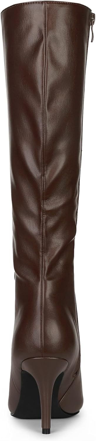 Allegra K Women's High Heels Pointed Toe Stiletto Heel Knee High Boots