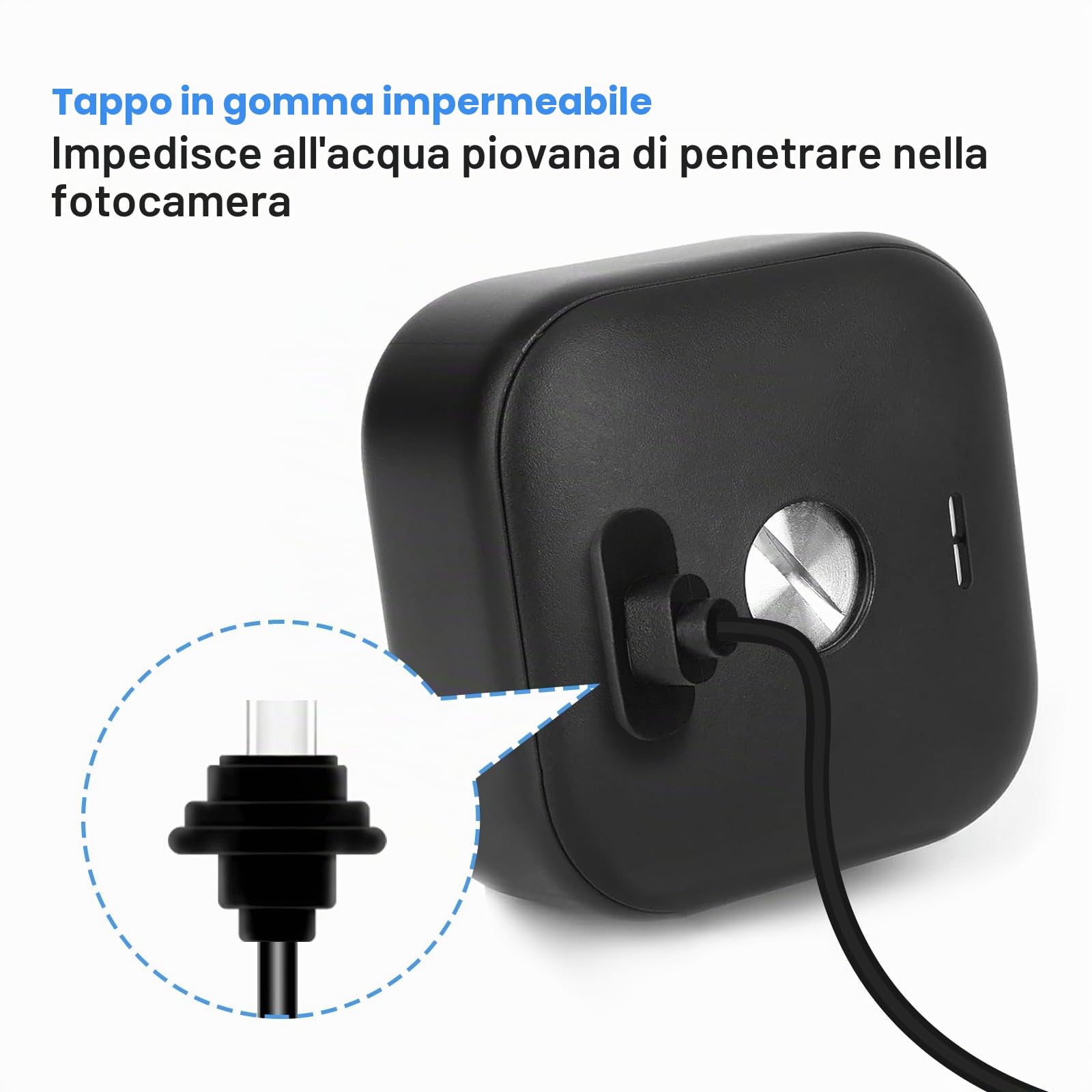 Pannello Solare da 4W per Telecamera Esterna Blink (4th gen), Caricatore Solare con Spina in Gomma, Impermeabile IP65, Cavo da 13,12 Piedi