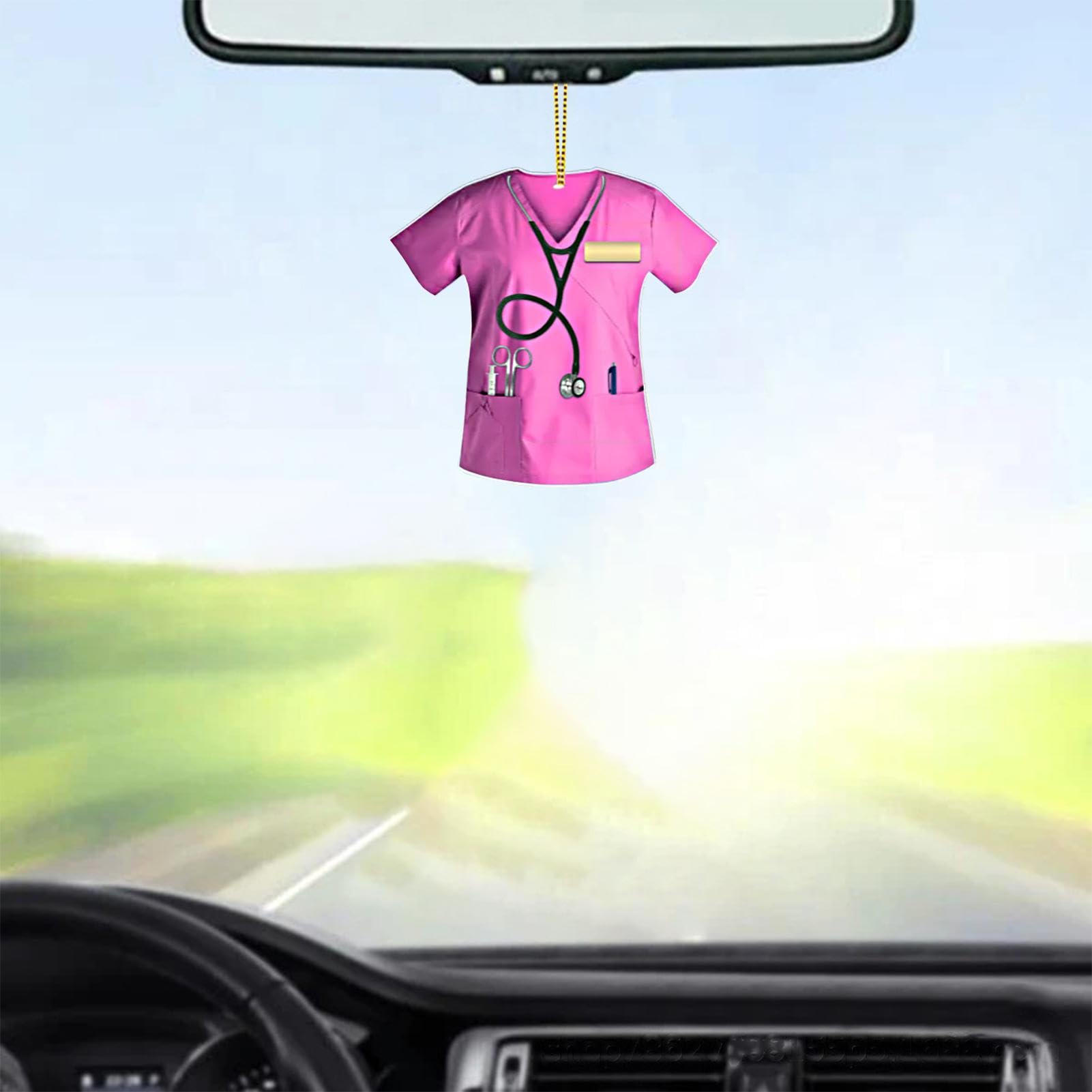 Ciondolo Per Specchietto Auto In Acrilico – Design Uniforme Da Infermiera, Portachiavi Multiuso 8 Cm - 2