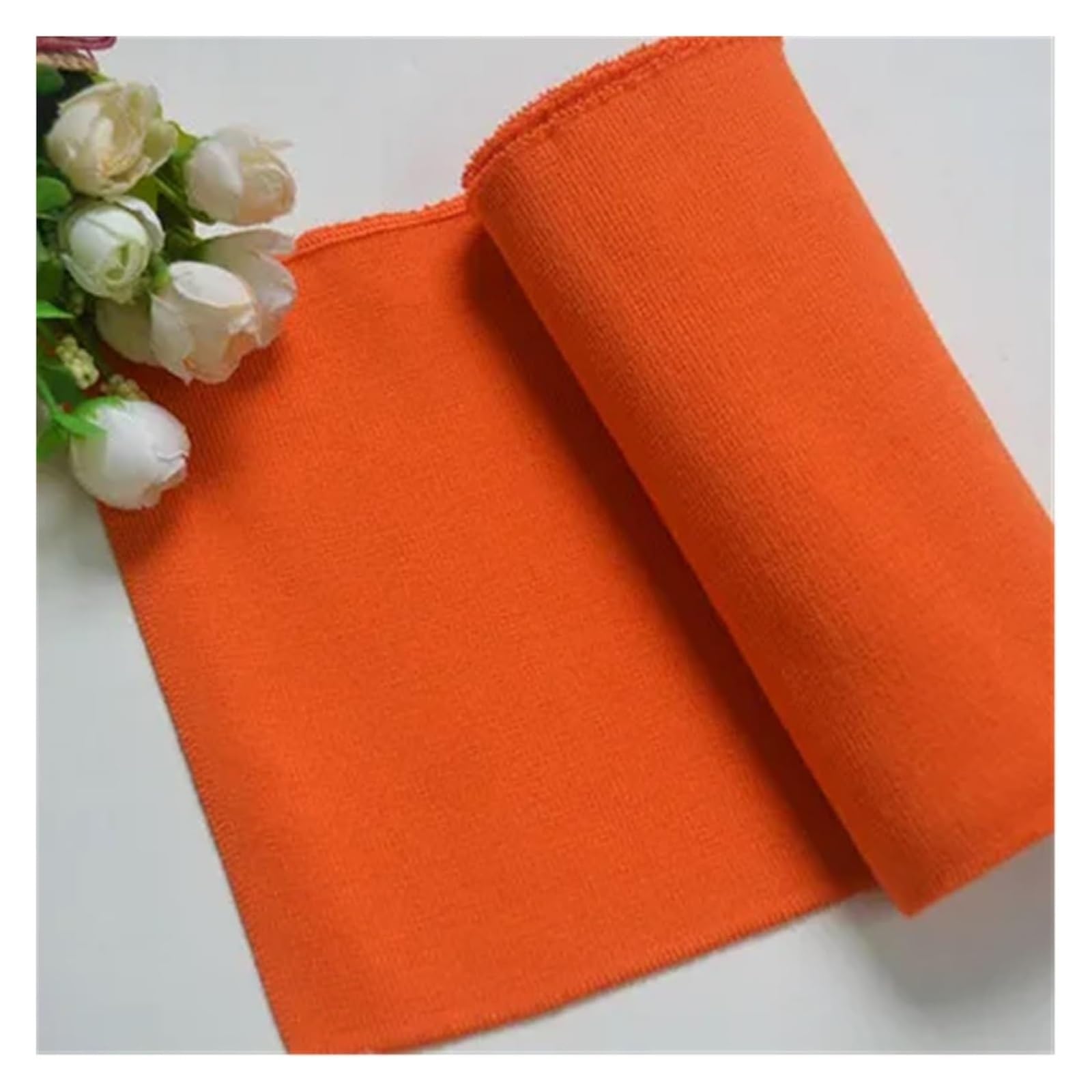 Rib Knit Cuff, Fine Ribbed Elastic Cuffs 15cm Wide 1m Multicolor for Neckline Hem Trouser Opening Sweater(Orange)