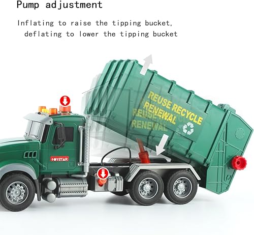 Miniatura 4 de Camión de transferencia de basura para niños pequeños, camión de basura grande de 15 pulgadas para gestión de residuos con sonidos y luces, regalos