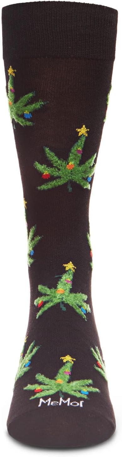 MeMoi Men's Buffalo Plaid Checked Moose Holiday Crew Socks - Image 3