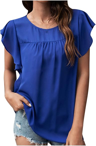 Amazon.com: Blusas para mujer, a la moda, 2022, elegantes camisetas de  manga corta, casuales, de verano, cuello redondo, ajuste holgado, blusa de  moda, camisetas lisas : Ropa, Zapatos y Joyería