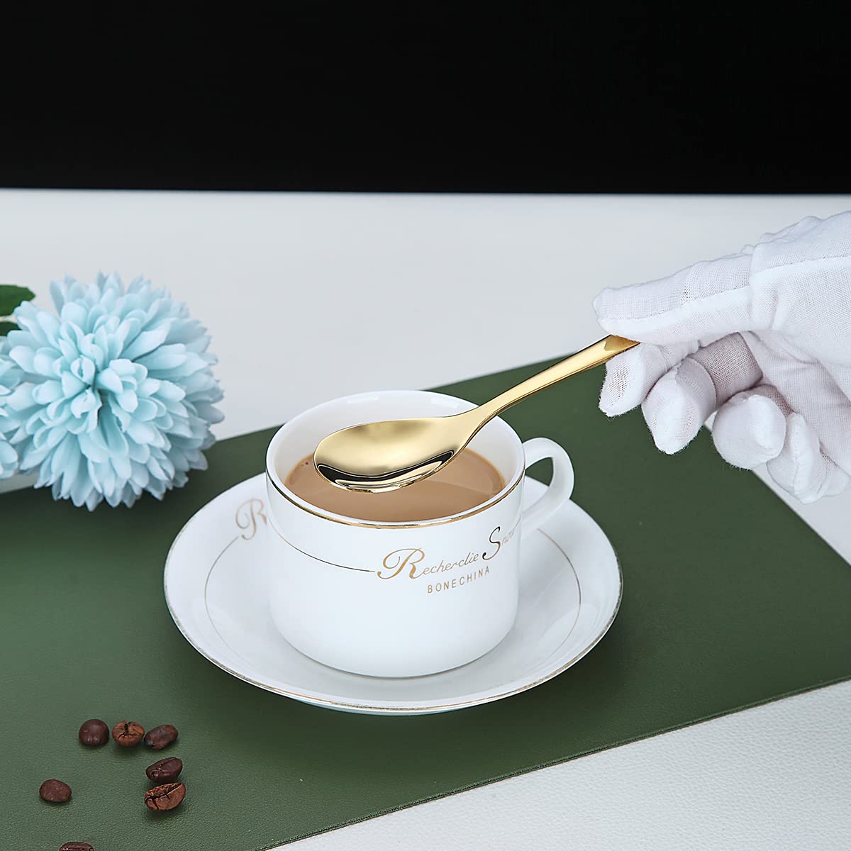 Set Di 6 Cucchiaini Da Caff&egrave; Dorati - Acciaio Inox Con Rivestimento In Titanio, 14 Cm, Per Espresso E Dessert