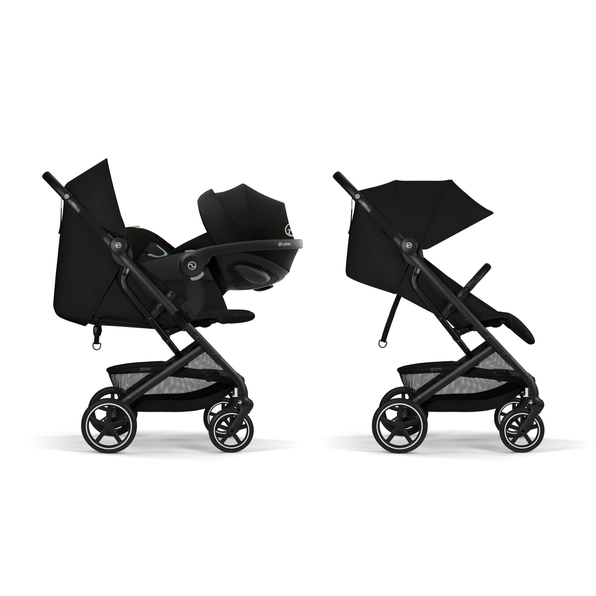 CYBEX Gold Kinderwagen BEEZY mit Ergonomischer Liegeposition, Ab Geburt bis ca. 4 Jahre (max. 22 kg), Kompakt faltbar, Einhand-Gurtsystem, Magic Black