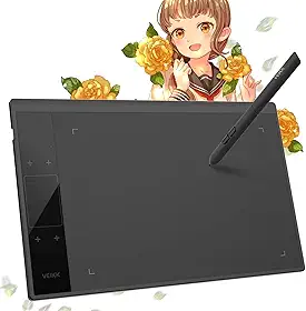 VEIKK Tablet de desenho A30, tablet gráfico de 25 x 15 cm com caneta Stylus sem bateria de 8192 níveis, 4 teclas sensíveis ao toque, 1 touch pad, compatível com Mac/Windows/Android/Linux, ideal para