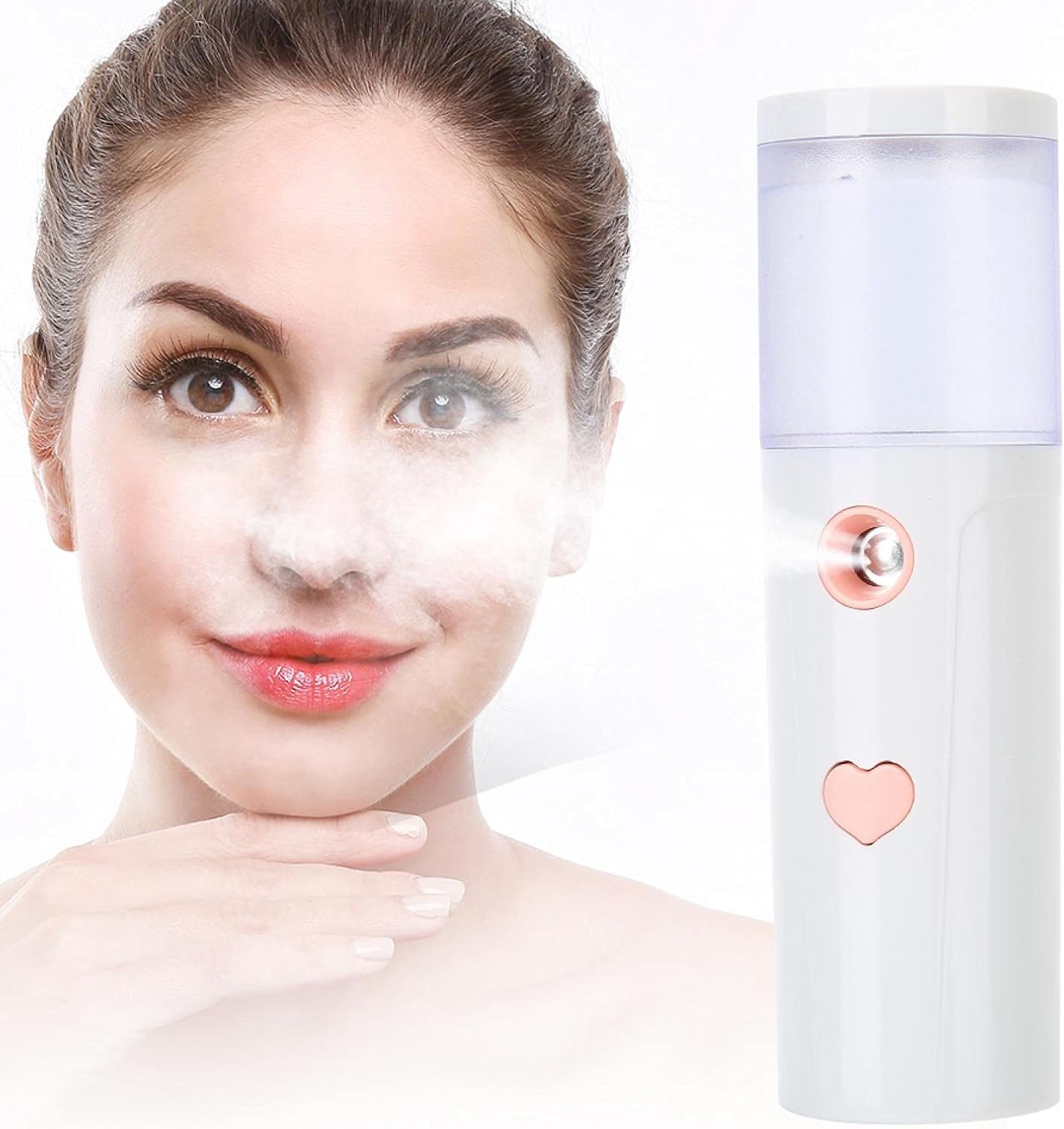 Face Mister, USB Oplaadbare Handheld Draagbare Cool Mist Facial Steamer Handige Mistspuit Gezicht Mini Travel Gezichtsbevochtiger Verstuiver met 30 ml watertank(Wit)