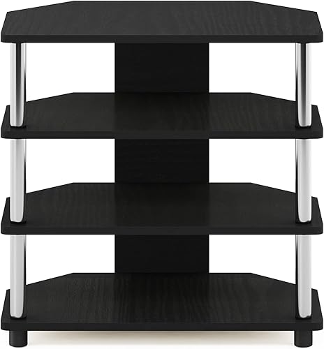 Miniatura 5 de Furinno Turn-N-Tube Centro de Entretenimiento Pequeño de 4 Niveles de Montaje Fácil  Soporte para TV  Unidad para TV  Escritorio para TV, Acero