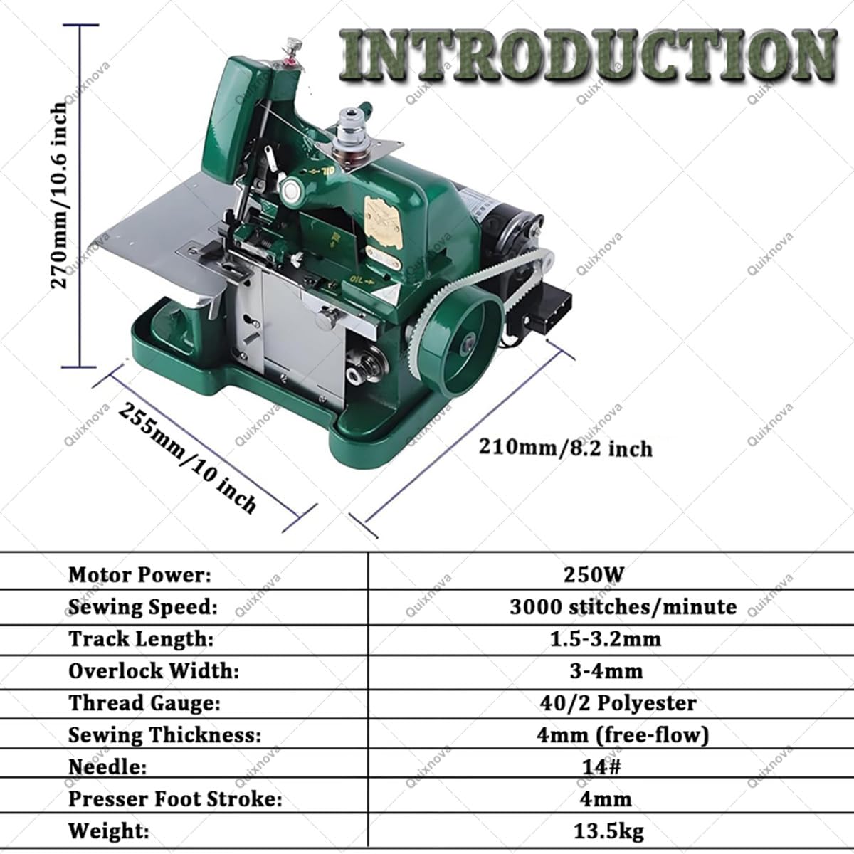 Máquinas remalladoras y overlock de 250 W - Máquina de Coser Industrial automática de 3000 Puntadas/Minuto para Tejidos de Punto, Vaqueros, Tiendas de campaña y Otros artículos Blue