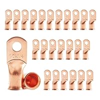 Vista 1 de 1/0 AWG 1/4" Stud (25 piezas), Terminal de Anillo de Batería de Servicio Pesado, Conectores de Calibre 0, Lengüetas de Alambre de Cobre de 1/0