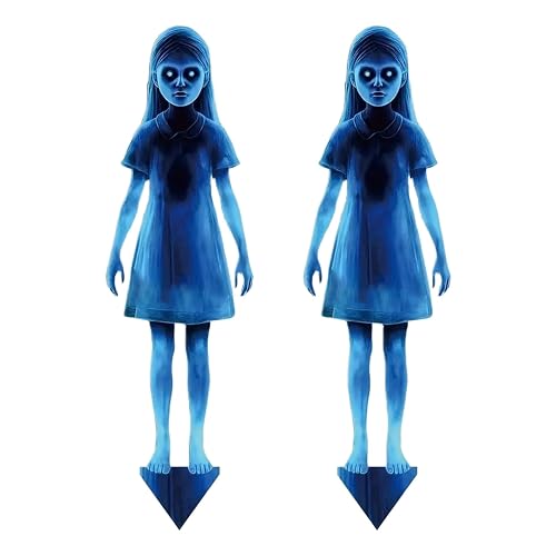 Outdoor Halloween Decorations, 2 Pieces Scary Garden Ghost Stakes, Spooky