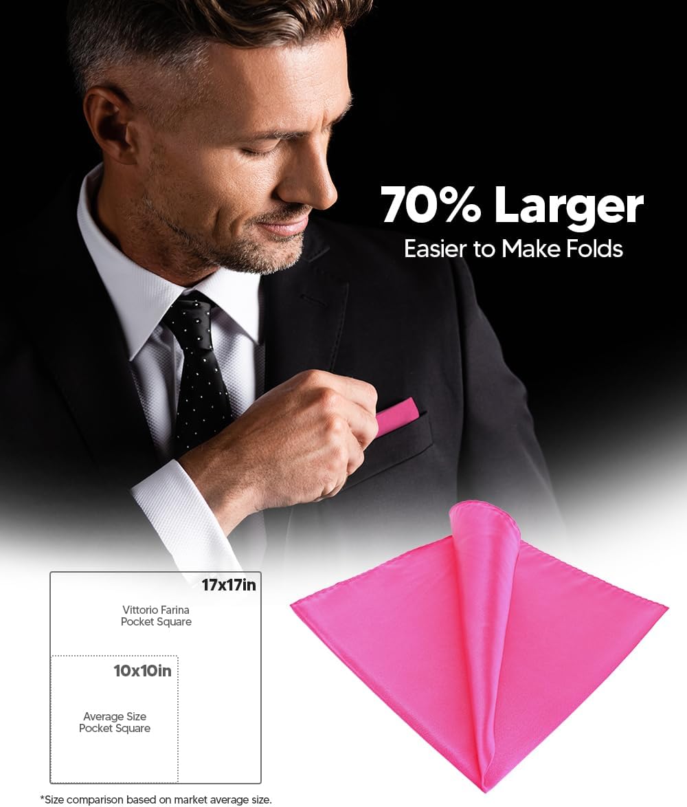 Suit Pocket Square for Men, 17x17 Silky Satin Solid Men’s Pocket Square