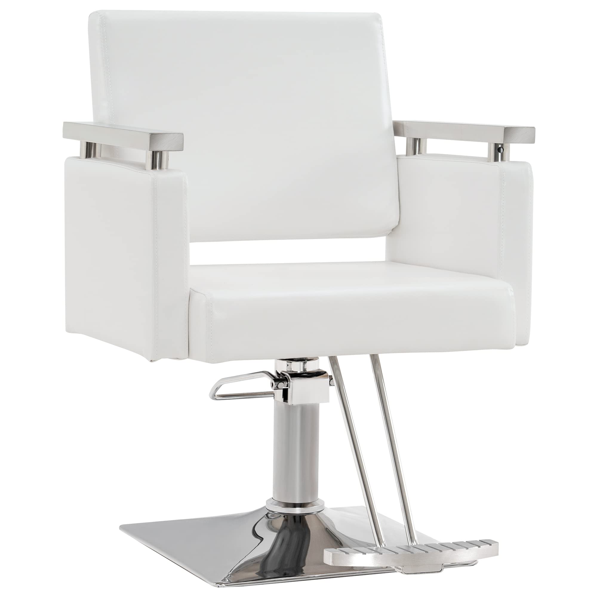BarberPub Classic Hydraulic Barber Chair Styling Salon Chair for Hair Stylist Beauty Spa Equipment 8808 (White)