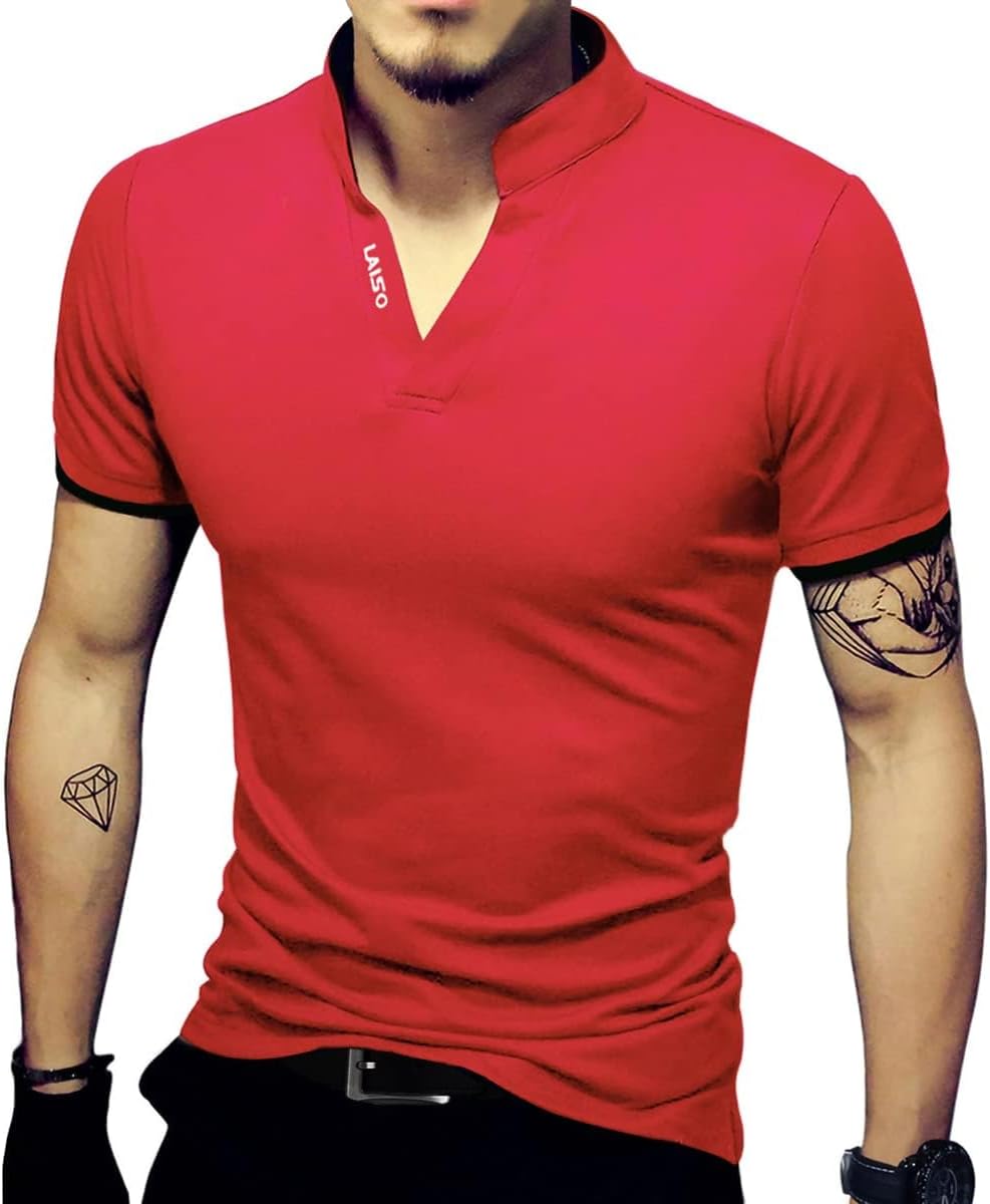LOGEEYARMens Fashion Polo Henley Shirts Short/Long Sleeve Casual T-Shirts Slim Fit Cotton Polo Shirts for Men