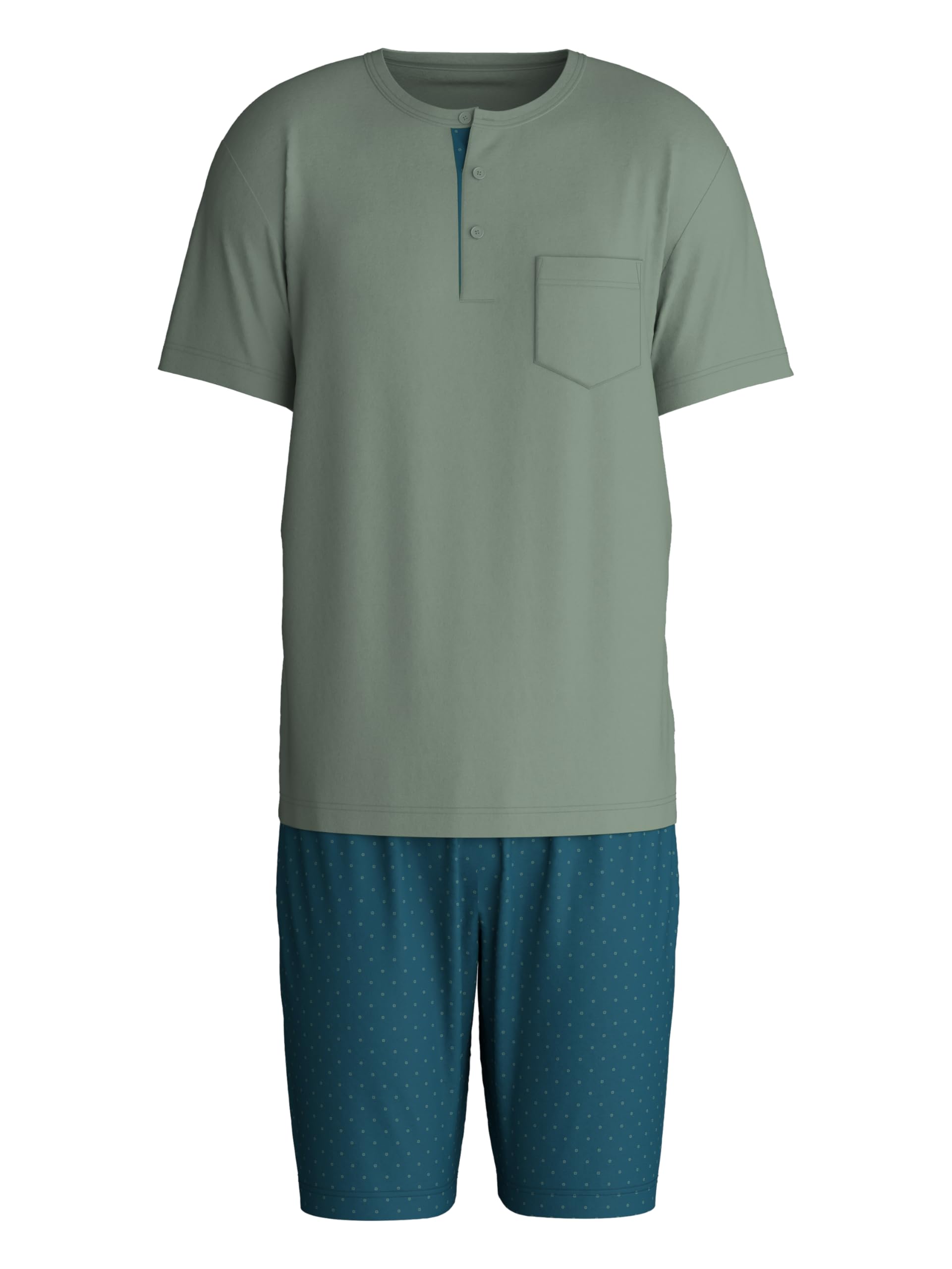 CALIDA Relax Imprint Kurz-Pyjama, Schlafanzug Herren, 100% Baumwolle, pflegeleicht, elastisch & formstabil, in Single Jersey