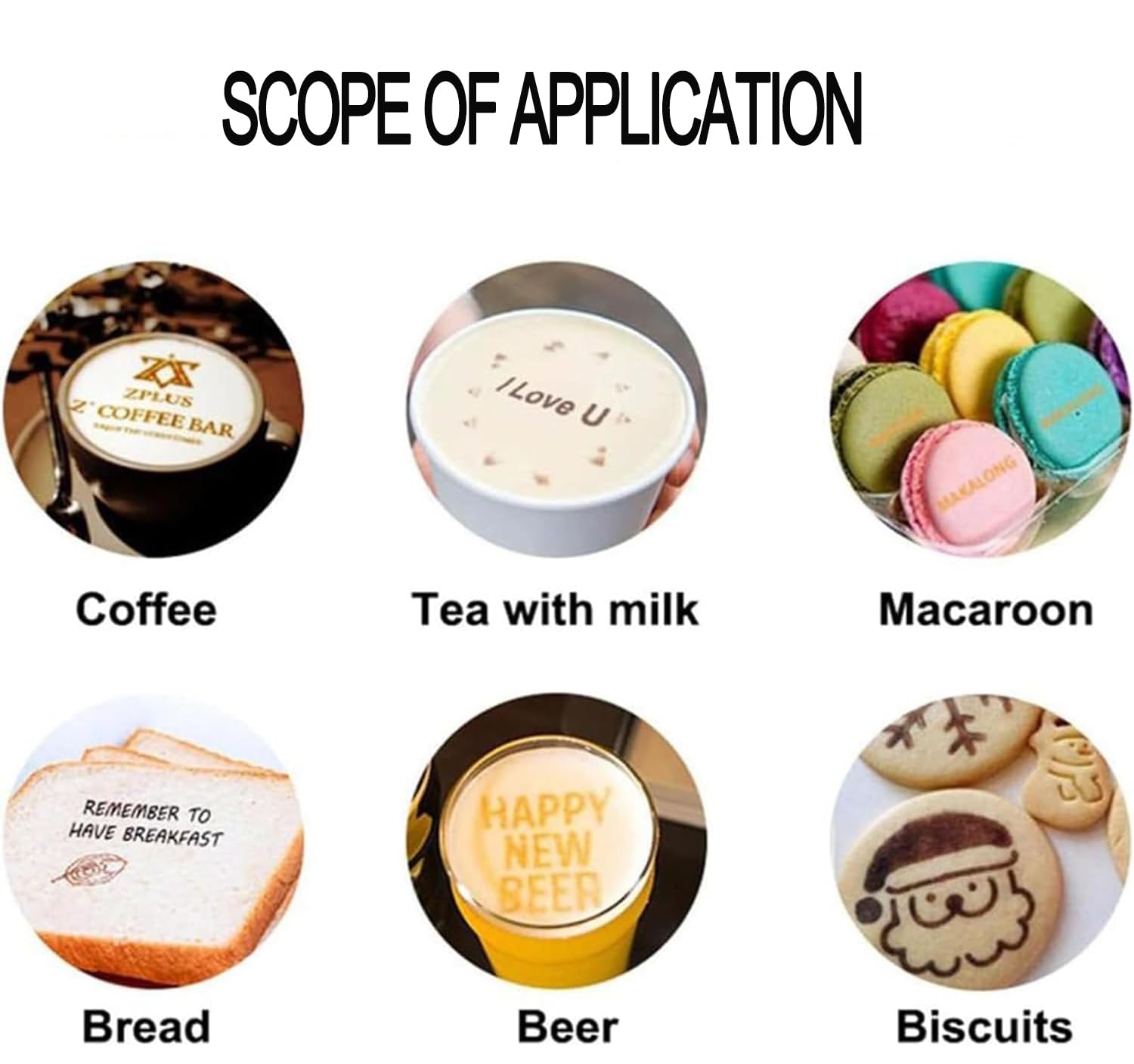 Stampante alimentare Wifi portatile per arte della torta fai da te Stampa veloce Mini macchina per latte per birra Bevande schiumose Macarons Burgers Cioccolato e Pane Stampa personalizzata del