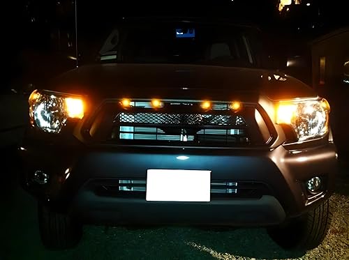 Miniatura 8 de iJDMTOY Juego de 4 piezas de iluminación LED de montaje de malla frontal amarillo ámbar de reacondicionamiento personalizado compatible con camiones