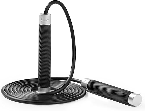 Sunny Health & Fitness Cuerda de saltar de ejercicio para fitness, cuerda de saltar ligera y portátil con asas duraderas y cuerda de ejercicio