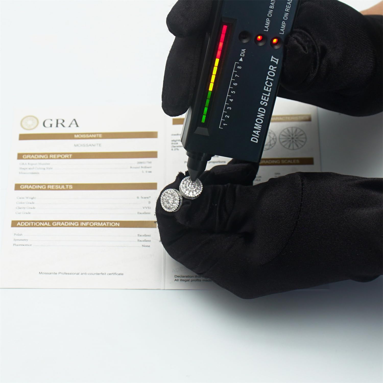 Round S925 VVS Synthetic Moissanite Hip Hop Bling Out Circular Stud Earrings Jewelry Perfect Birthday Mother’s Day Gift for Men Women Silver Earrings Golden Earrings Wedding Set - Image 5