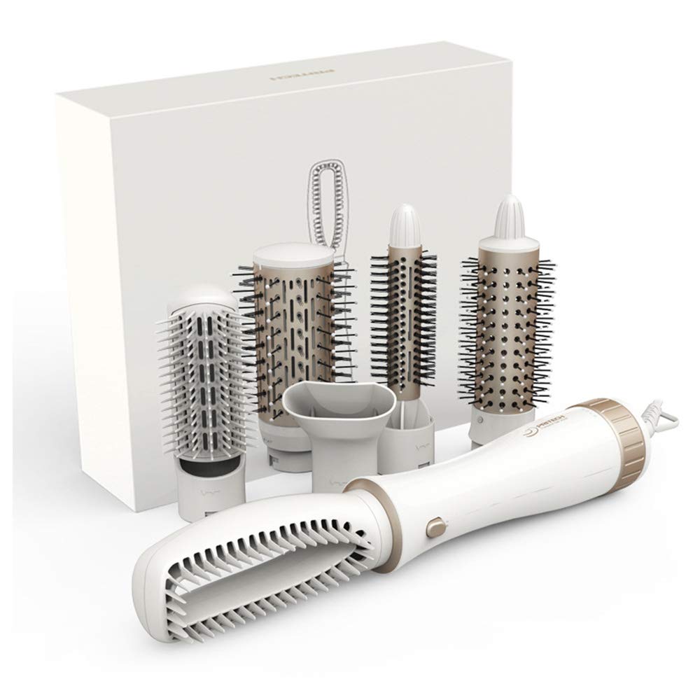 Hot Air Styler Brush Hair Dryer Comb 7-in-1 Negative Ionic Rotating Curler Straightener Multifunction Salon and Volumizer Styling Hot Cold 2 Temp Speeds Plus a Cool Shot Button for Travel 1000W