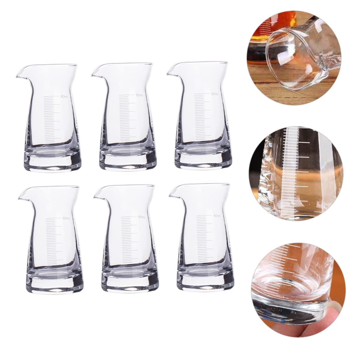 Amosfun Tazas Medidoras Para Vaso Medidor De Vidrio 6 Piezas Hecho De Vidrio Duradero