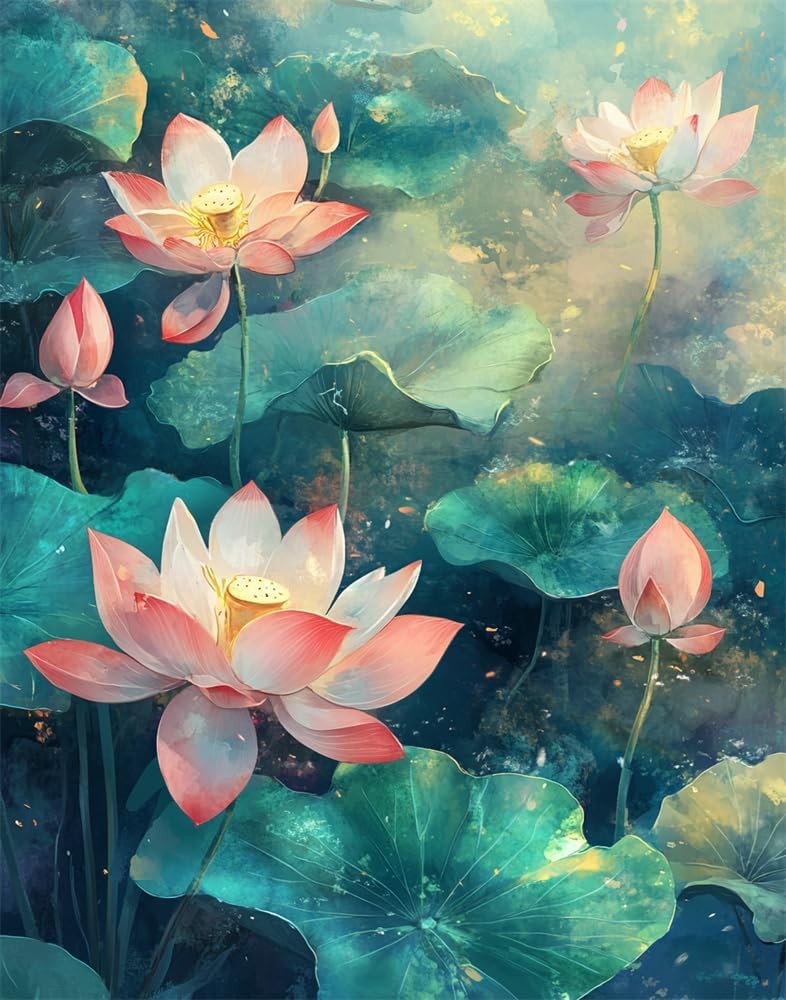 NAHUIGOOD Cross Stitch Kits for Adults, Stamped Cross Stitch Kits for Beginners, Needlepoint Cross-Stitch Patterns Embroidery Kits Arts and Crafts for Home Decor Lotus11Ct40X50Cm