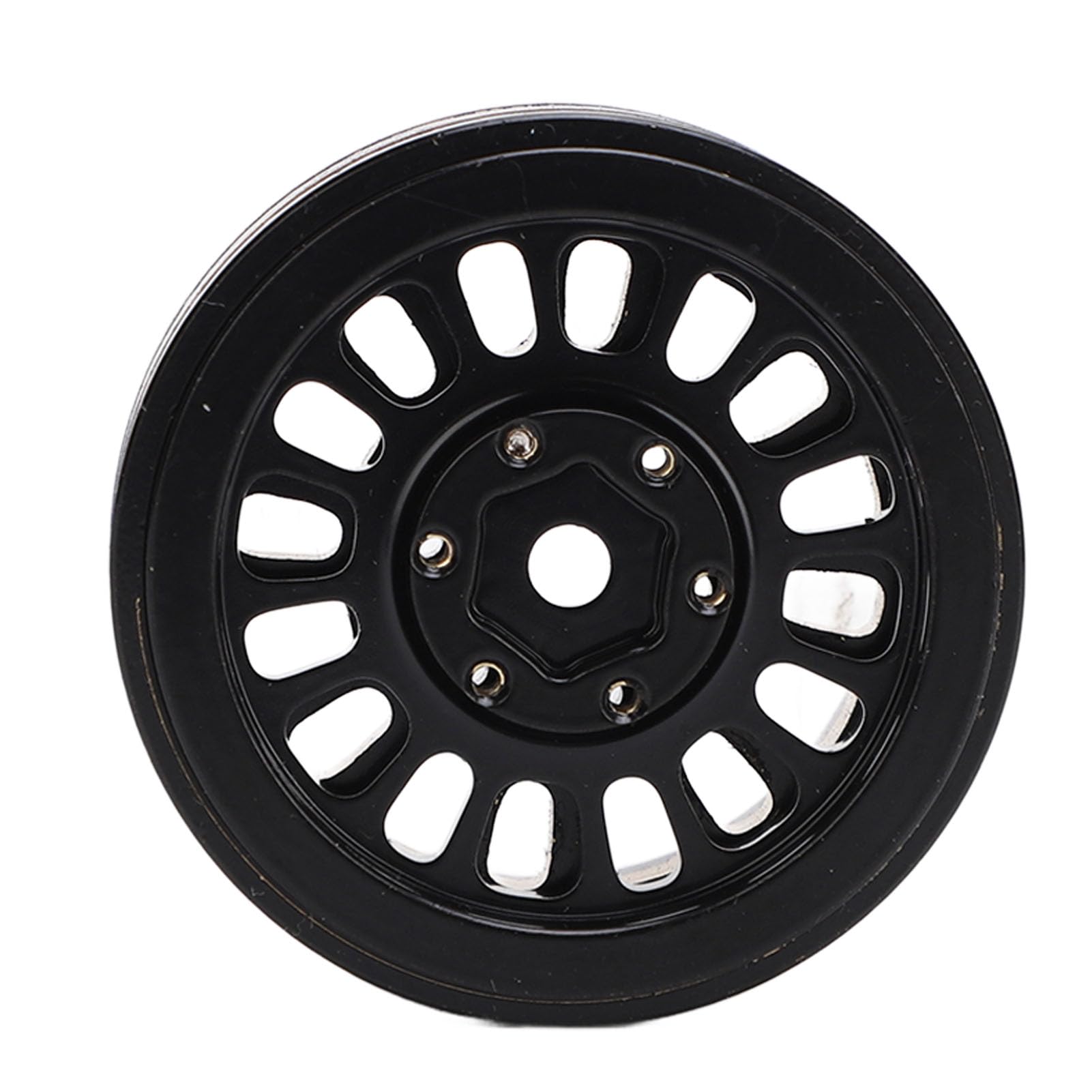 Dilwe Jeu de Jantes de Roue Beadlock en Laiton de 1,2 Pouces, Moyeu de Roue de 35,5 Mm pour Voiture SCX24 FMS24 1/24 RC, 1/18 avec stabilité Améliorée
