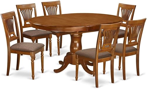 Miniatura 4 de East West Furniture POPL7-SBR-C - Juego de muebles de comedor de 7 piezas consta de una mesa de cocina ovalada con hojas de mariposa y 6 sillas
