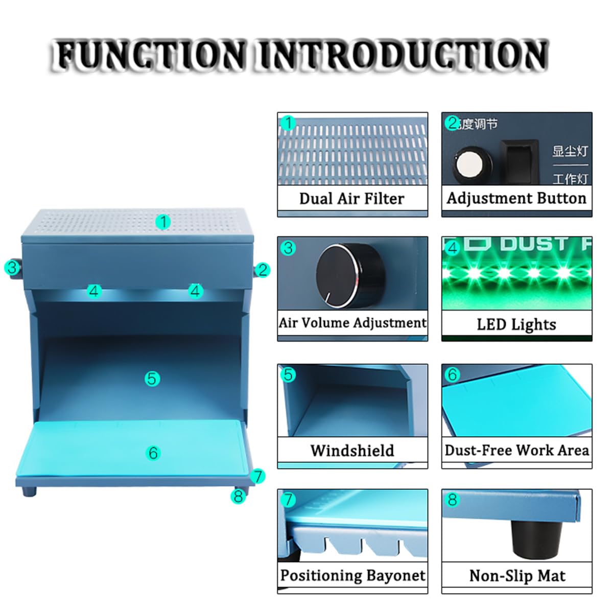 Laminar Flow Hood Laminar Air Flow Clean Bench Workstation mit Hepa-Filter, Helligkeits- und Modusanpassung, staubfreie Werkbank für Reinräume, Labore