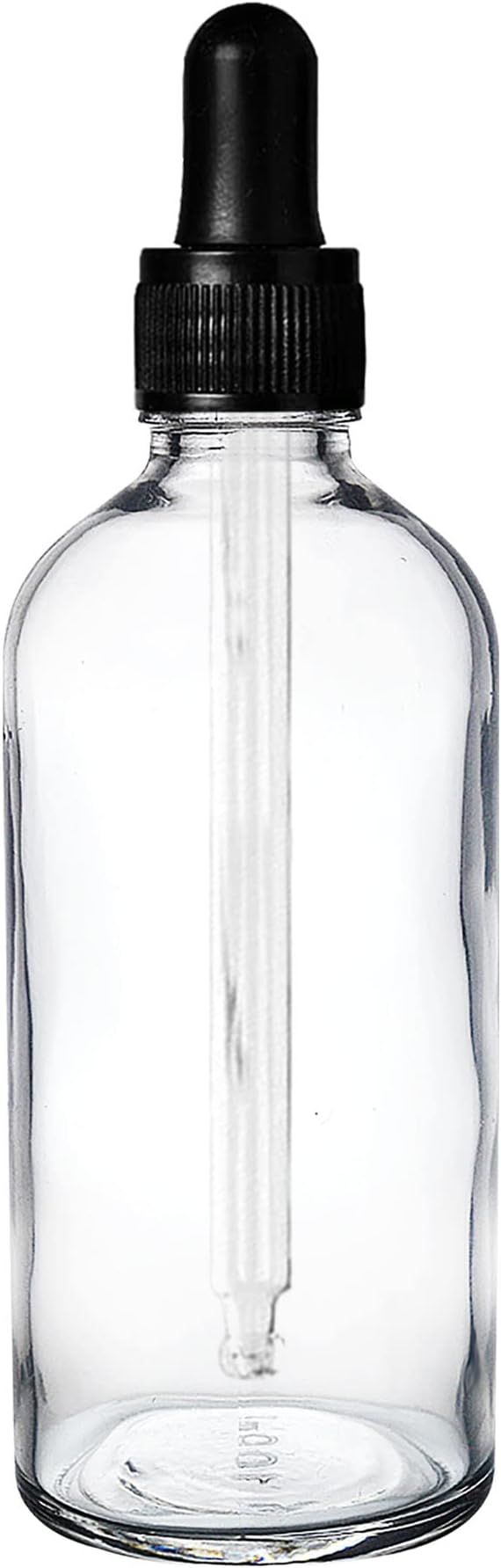 nsb herbals 100 ML Clear/Transparent Round Empty Glass Bottle + Glass Dropper + Black Ring + Black Silicone Teat, Refillable, Leak Proof For Essential Oil, Blend, Perfume (Pack of 12)