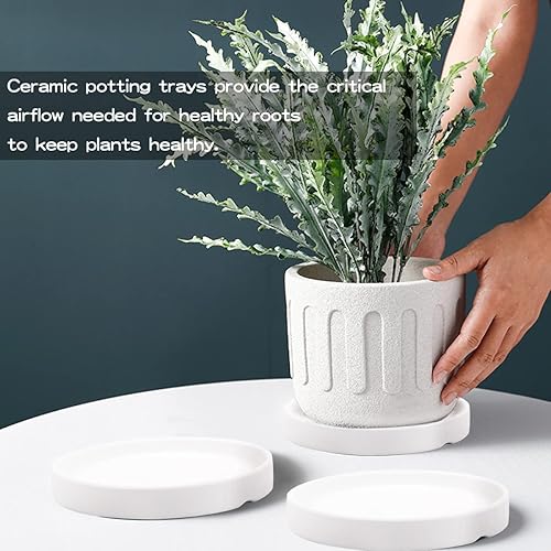 Miniatura 4 de LNQ LUNIQI Juego de 2 platillos redondos de cerámica de 4 pulgadas para macetas pequeñas de interior, hogar, jardín, exterior, macetas, platillos