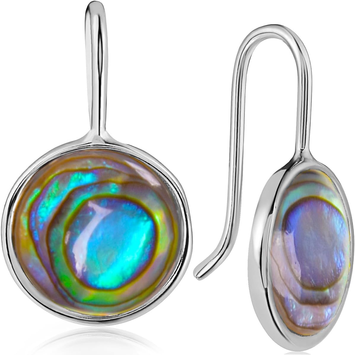Humble Chic Abalone Drop Dangle Earrings for Women - 14K Gold Plated or 925 Sterling Silver Plated - Hypoallergenic, Safe for Sensitive Ears
