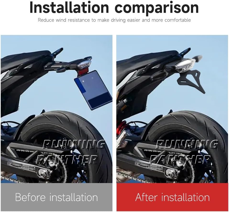 Motorcycle License Plate Mount Bracket with Light Fits for BMW F900 R F900R 2020- Rear License Plate Holder Tailstock Frame Bracket Fender Eliminator Tail Tidy (Transparent)