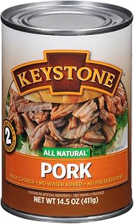 Keystone Meats All-Natural Canned Pork 14.5oz - Fully Cooked, Gluten-Free, Zero Carbs, 5-Year Shelf Stable Emergency Food - Made in USA