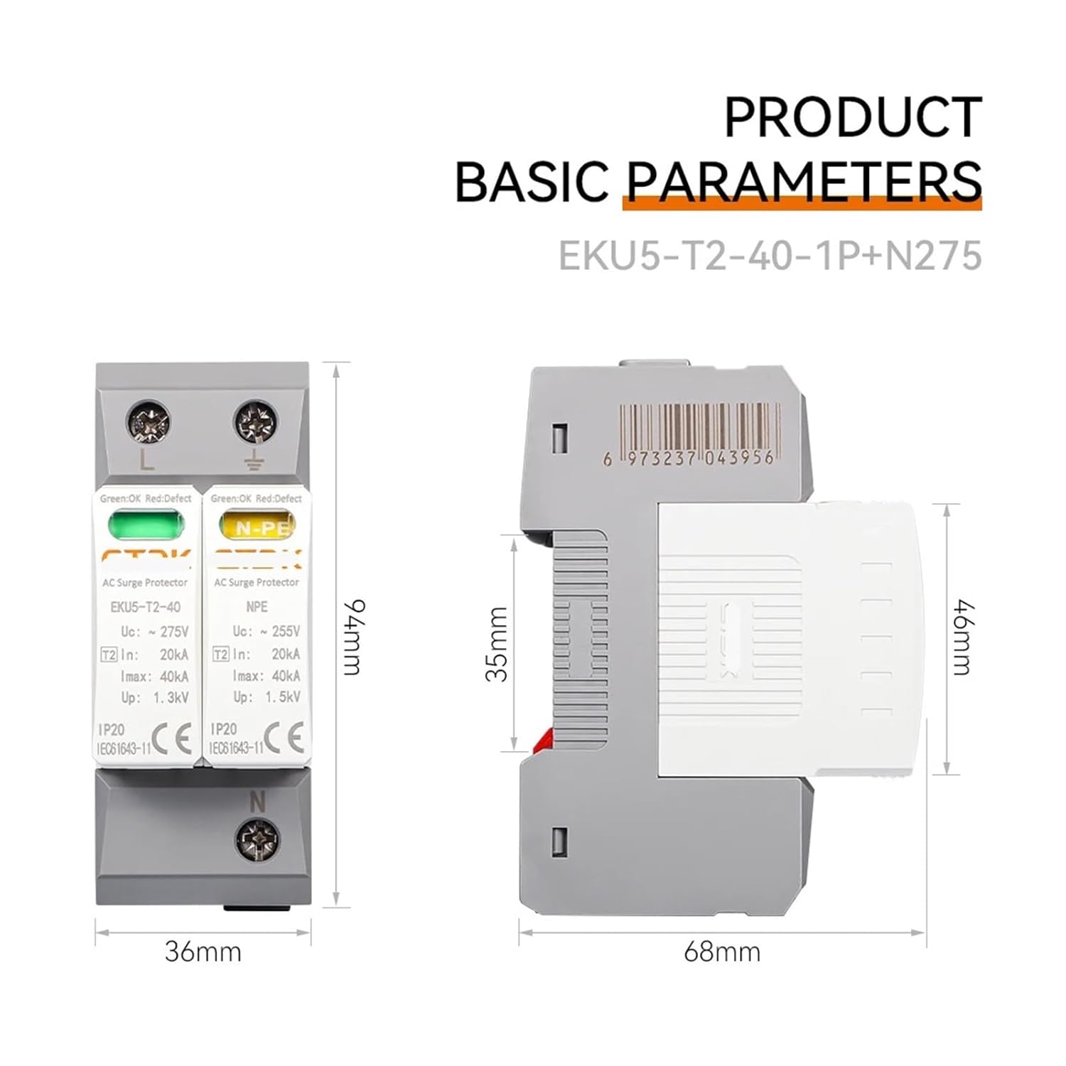 ハウスサージプロテクタプロテクターアレスタ保護タイプT2 SPD AC 2P 4P 20KA~40KA 1P+NPE 3P+NPE