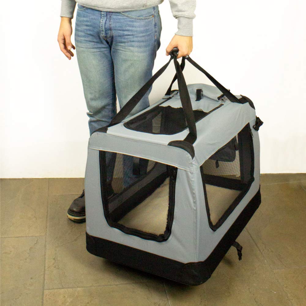 Mobiclinic, Balú, Transportín para Mascotas, Perros, Gatos, Conejos, Cobayas, Portátil y Transpirable, Talla m, Soporta 10 kg, 57x38x44 cm, Plegable, Gris