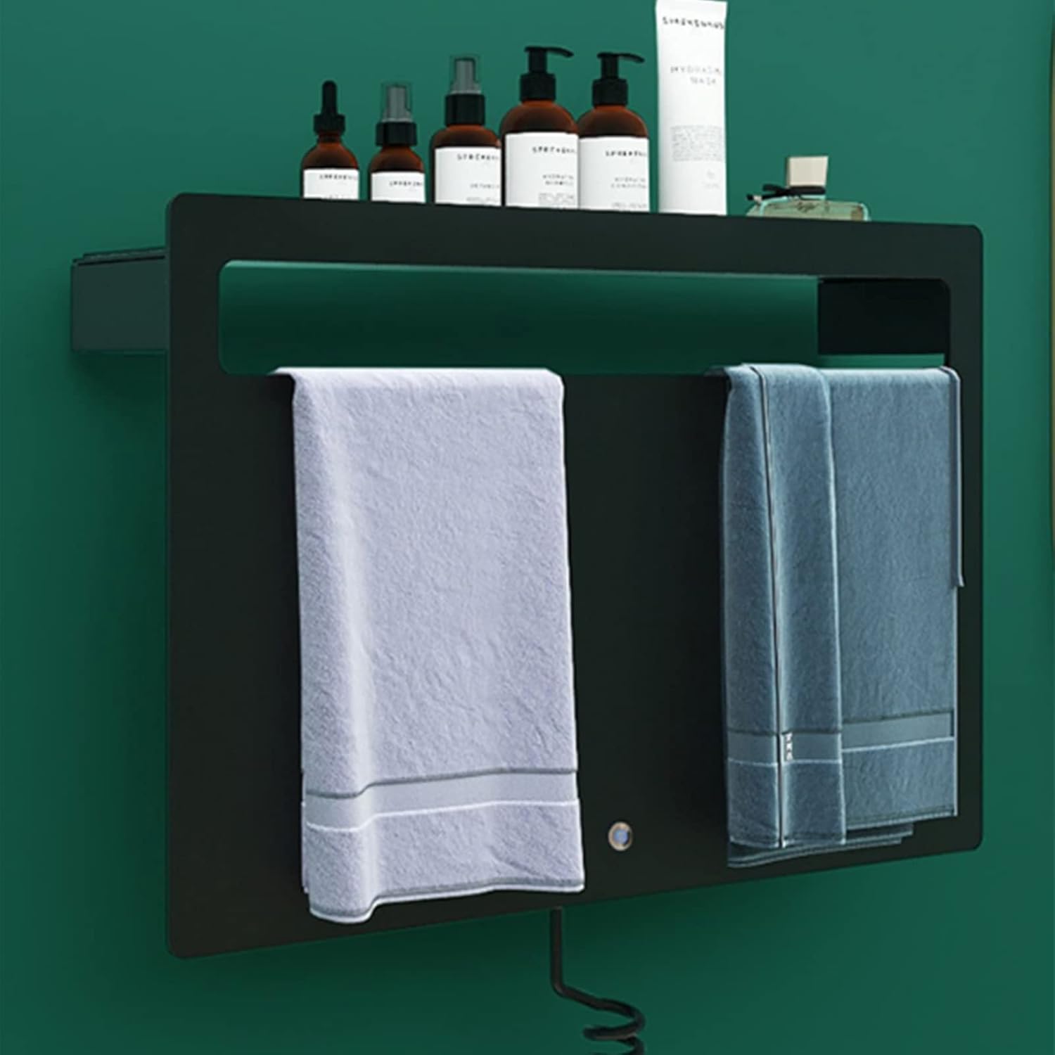 Towel Warmer Polished Chrome for Bathroom Wall Mounted Bath Towel Heater Plug-in Electric Heated Towel Rack, Heated Towel Warmer Towel Warmers for Bathroom (White 1)