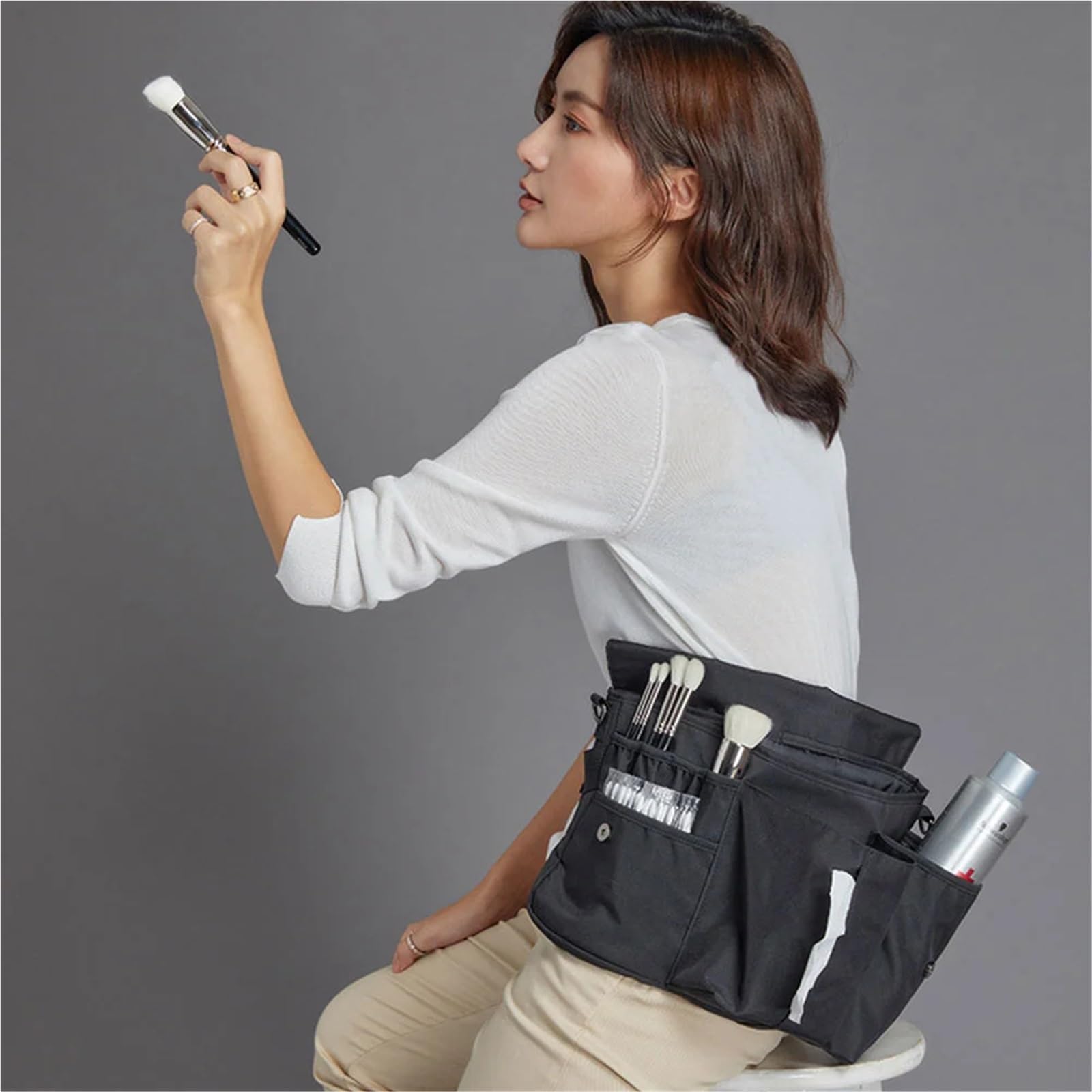 Friseurtasche 1 stück Tasche Pinsel Rolle Gürtel Kit Make-Up Pinsel Tasche Mit Gürtel Friseur Gürtel Tasche Taschen Make-Up Künstler Schürze Friseur Taille Beutel