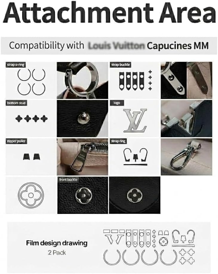 skoko [2 Sets] Hardware Protective Film for Louis Vuitton Capucines MM, Clear Skin, Full Coverage, Anti-Scratch
