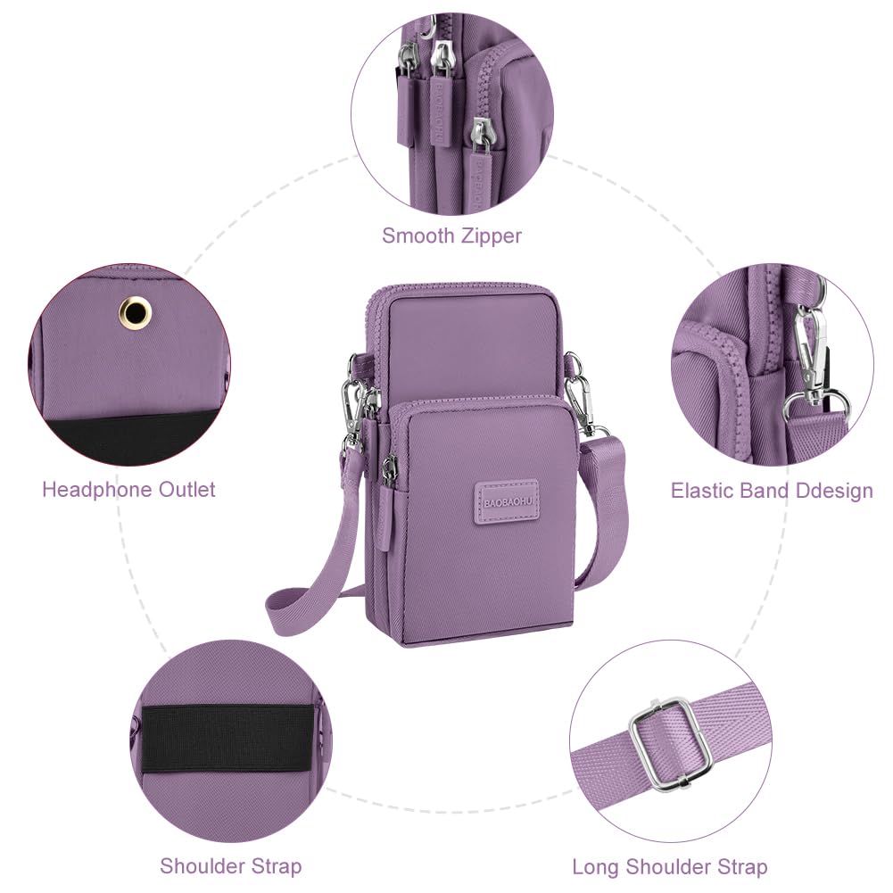 Aucuu Borsa a Tracolla da Donna in Nylon, Mini Borsa a Tracolla con Cinghie Regolabili Staccabili, Fascia da Braccio per Cellulare con Porta Cuffie per Cellulari Sotto i 7"