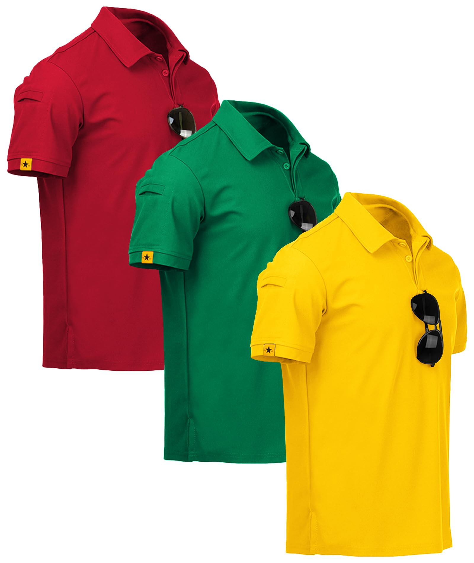 ZITY 3 Pack Mens Polo Shirt Short Sleeve Sports Performance Business Casual Golf Shirts for Men Collared Tactical T-Shirts