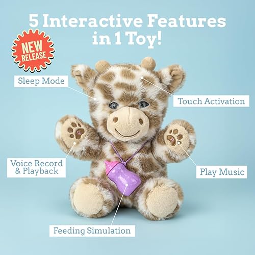 Miniatura 2 de Jirafa de peluche interactiva, juguete de peluche parlante con música, grabación de voz, simulación táctil y de alimentación, animal de peluche que