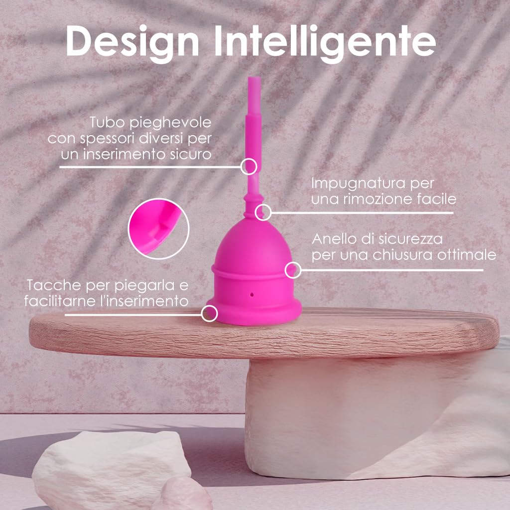 EUREKA! Cup | Coppetta Mestruale | Realizzato con Silicone Medico al 100% | L'unica Coppetta Mestruale Svuotabile Senza Rimuoverla | Riutilizzabile e Facile da Pulire (S)