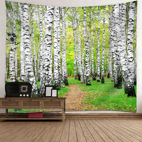 Tapisserie forêt de bouleaux 150x130 cm pour deco de chambre moderne