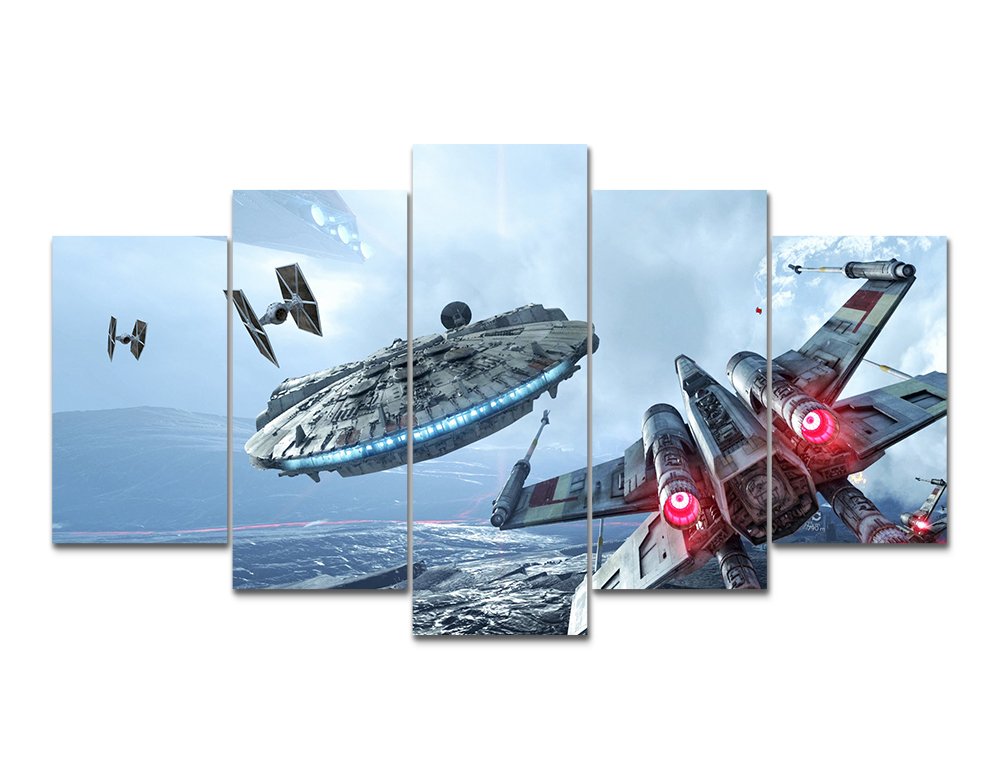LMPTART(TM 60x32inches Print Millennium Falcon X-Wing Canvas Wall Art Painting Star Wars Poster for Living Room Decor Painting Children Decor Print Home Decor Wall Art Painting Framed Ready to Hang